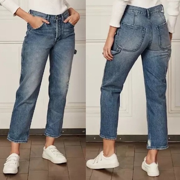 BOYISH 90s Distressed Denim High Rise Button Fly Straight Leg Carpenter Jeans 26 - Picture 2 of 5